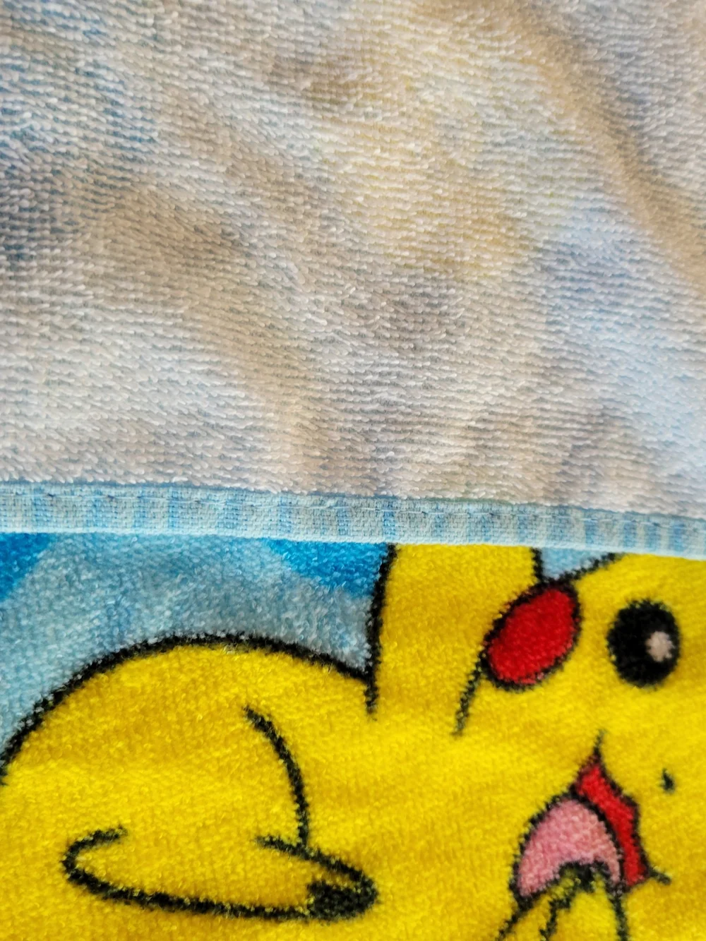 Pokemon Kids Hooded Towel with Yellow Pikachu Hood and Blue Pokémon Print